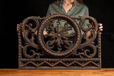 Victorian Cast Iron Architectural Coal Grate Panel. Item SKU: 5874 Turn-of-the-century heavy 