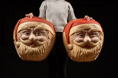 Vintage Blow Mold Santa Lamppost Cover. Item SKU: 8170 Vintage lightpole Santa cover. This rare 