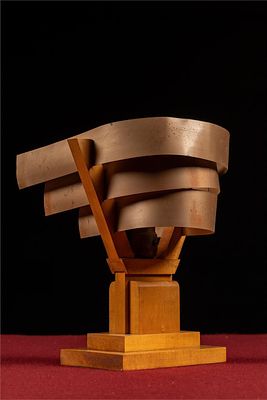 Vintage Streamline Modernist Tiered Copper Lamp. Item SKU: 15036 Striking modernist table lamp 