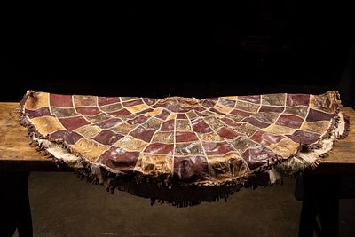 1940s Leather and Snakeskin Table Covering. Item SKU: 104377 Backed with delicate silk and lined 