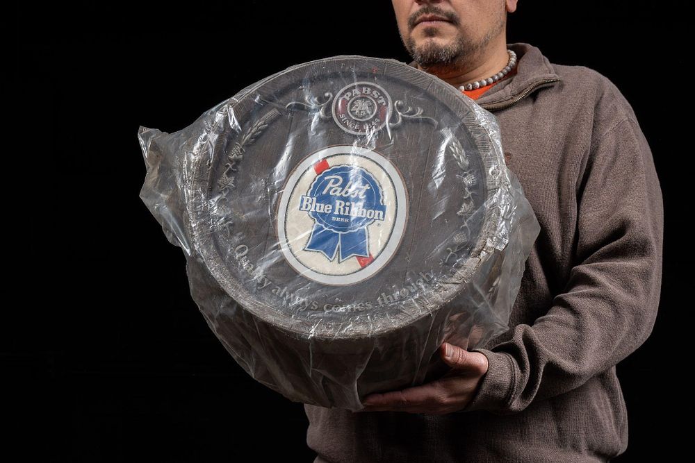 Lot 161: NOS PBR Plastic Barrelhead Beer Sign