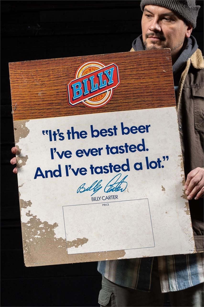 Lot 179: Billy Beer Cardboard Sign
