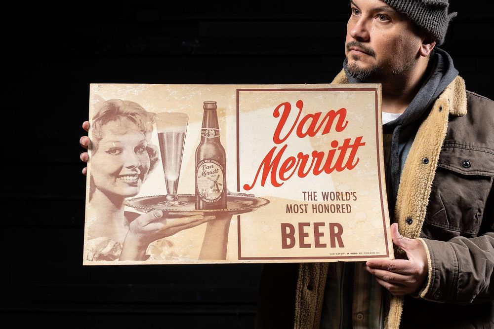 Lot 184: Brown Van Merritt Cardstock Beer Sign 1
