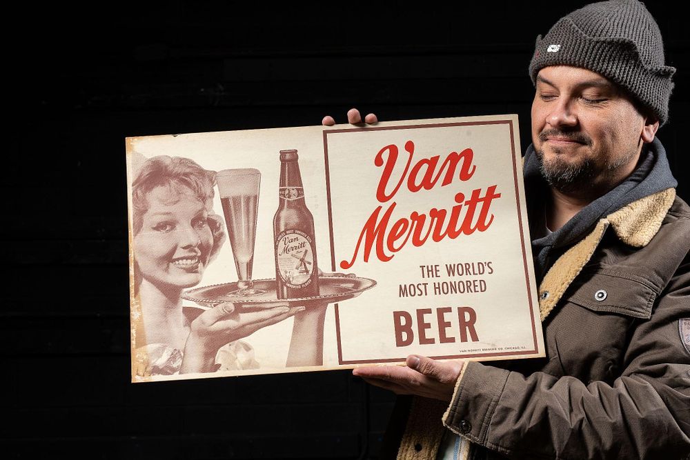 Lot 185: Brown Van Merritt Cardstock Beer Sign 2