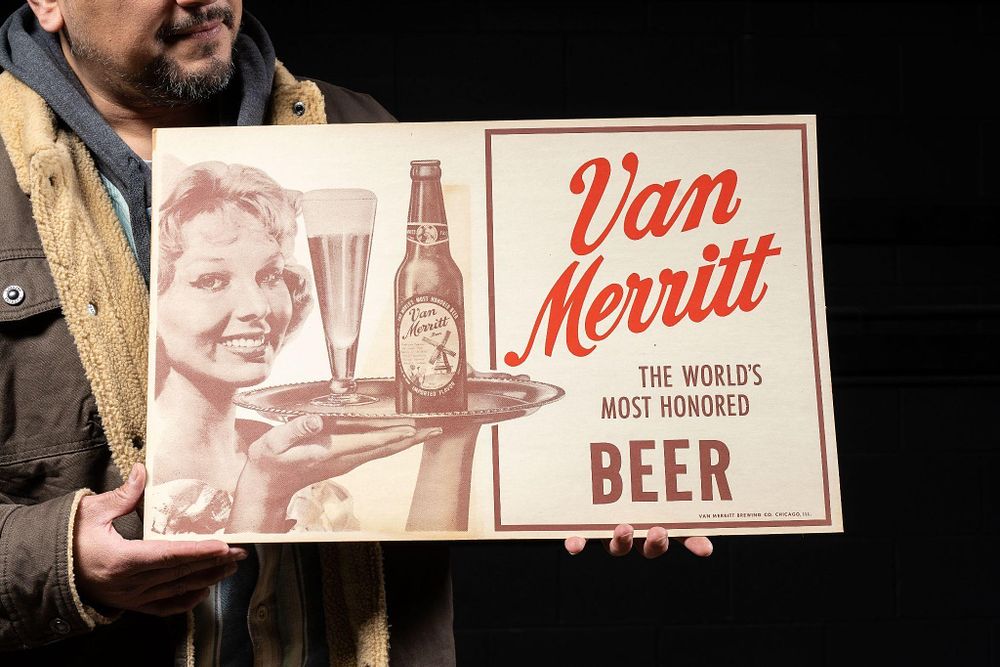 Lot 186: Brown Van Merritt Cardstock Beer Sign 3
