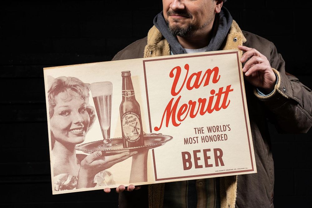 Lot 188: Brown Van Merritt Cardstock Beer Sign 5