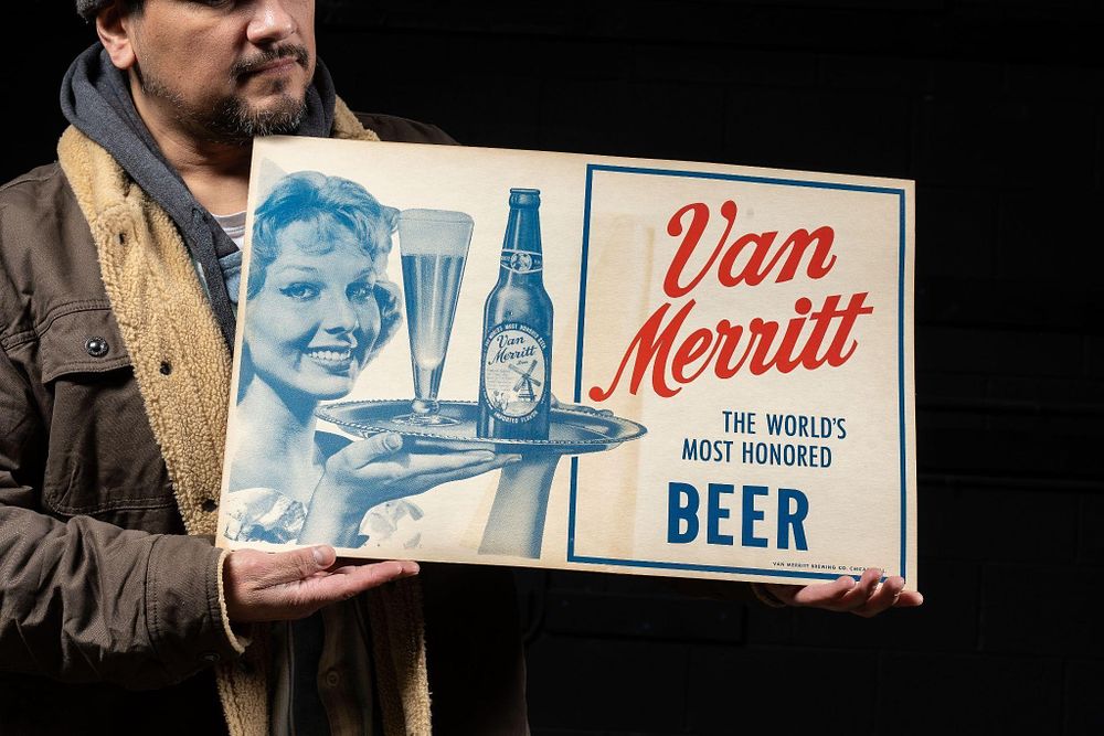 Lot 190: Blue Van Merritt Cardstock Beer Sign 2