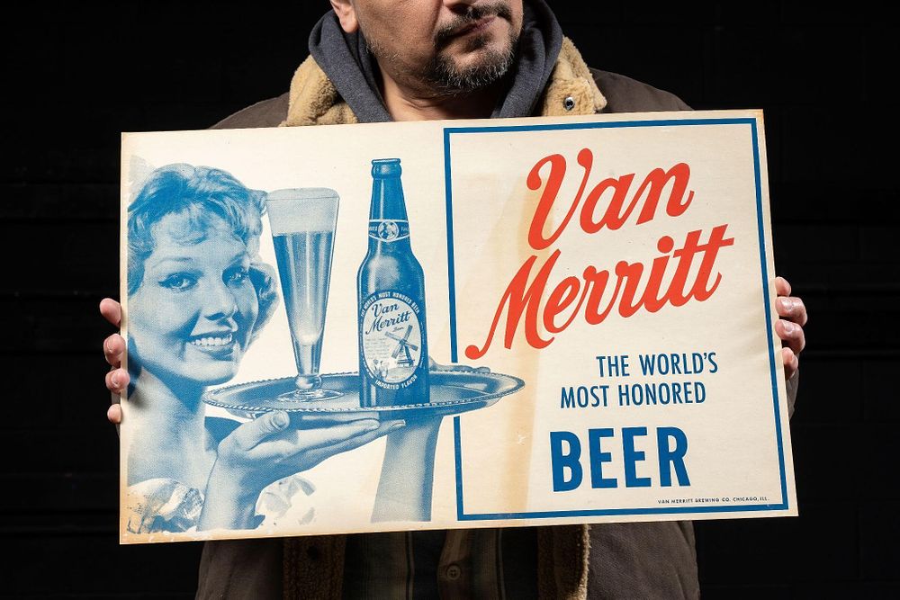 Lot 191: Blue Van Merritt Cardstock Beer Sign 3