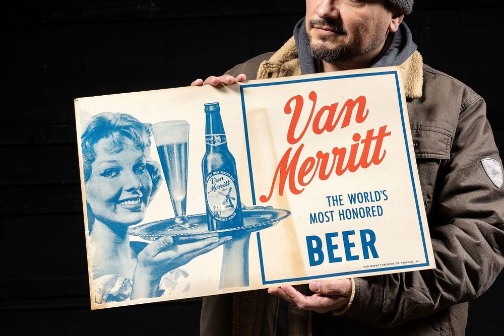 Lot 192: Blue Van Merritt Cardstock Beer Sign 4