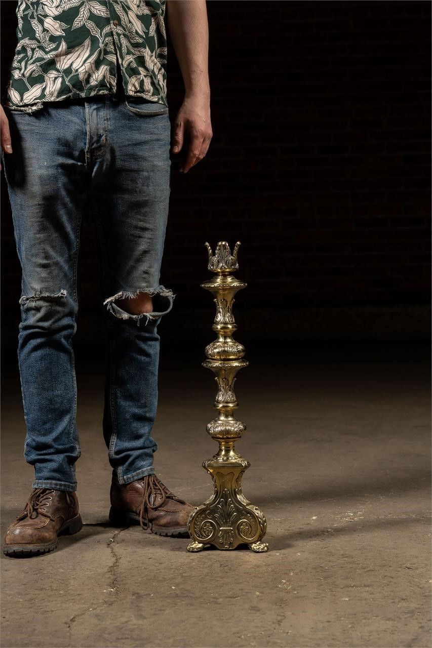 Lot 203: Large Brass Candle Stand