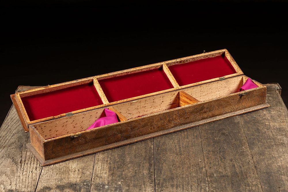 Lot 206: Early 20th Century Carved Wooden Presentation Box