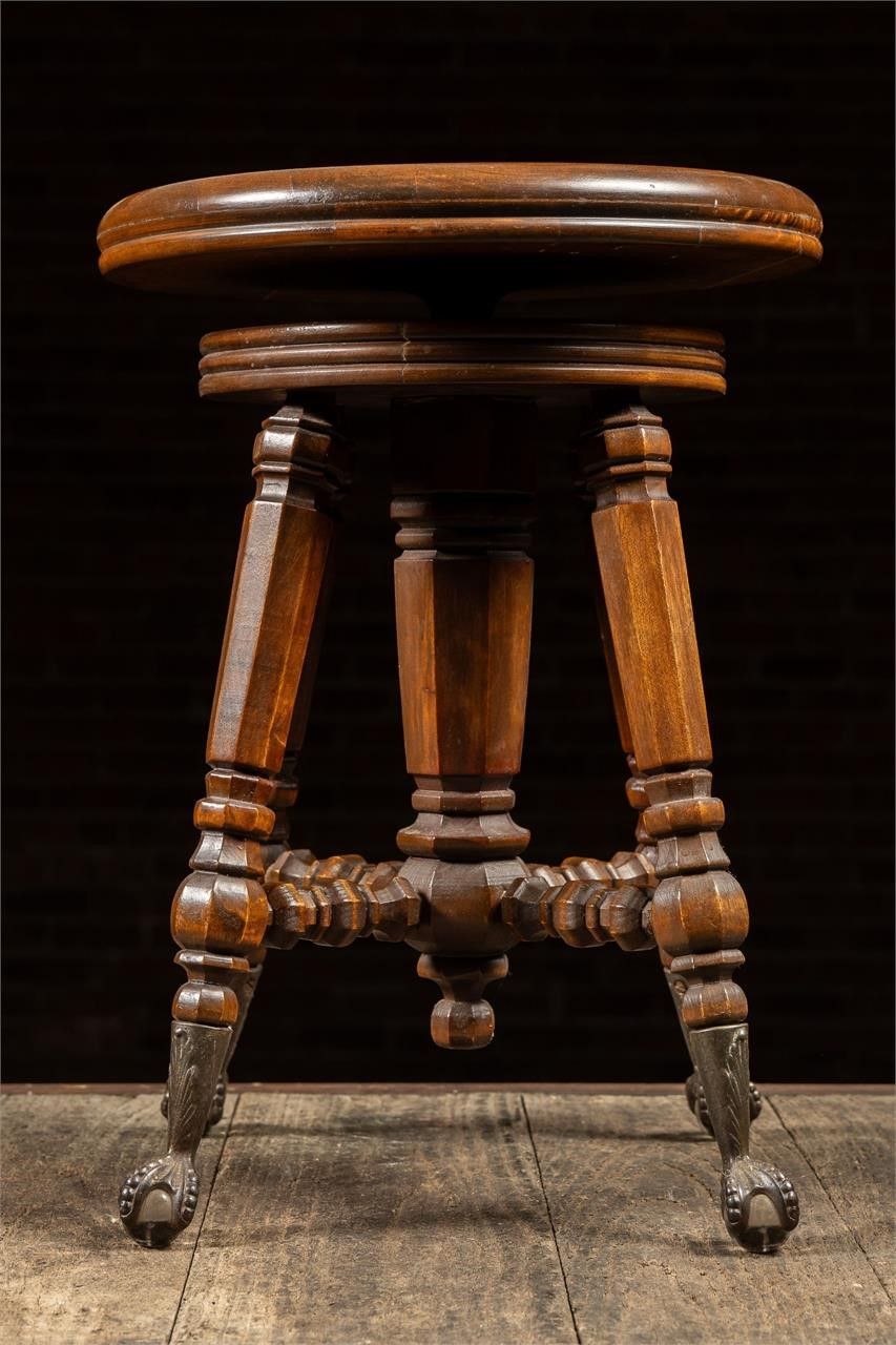 Lot 207: Late 19th C. Victorian Ball and Claw Piano Stool