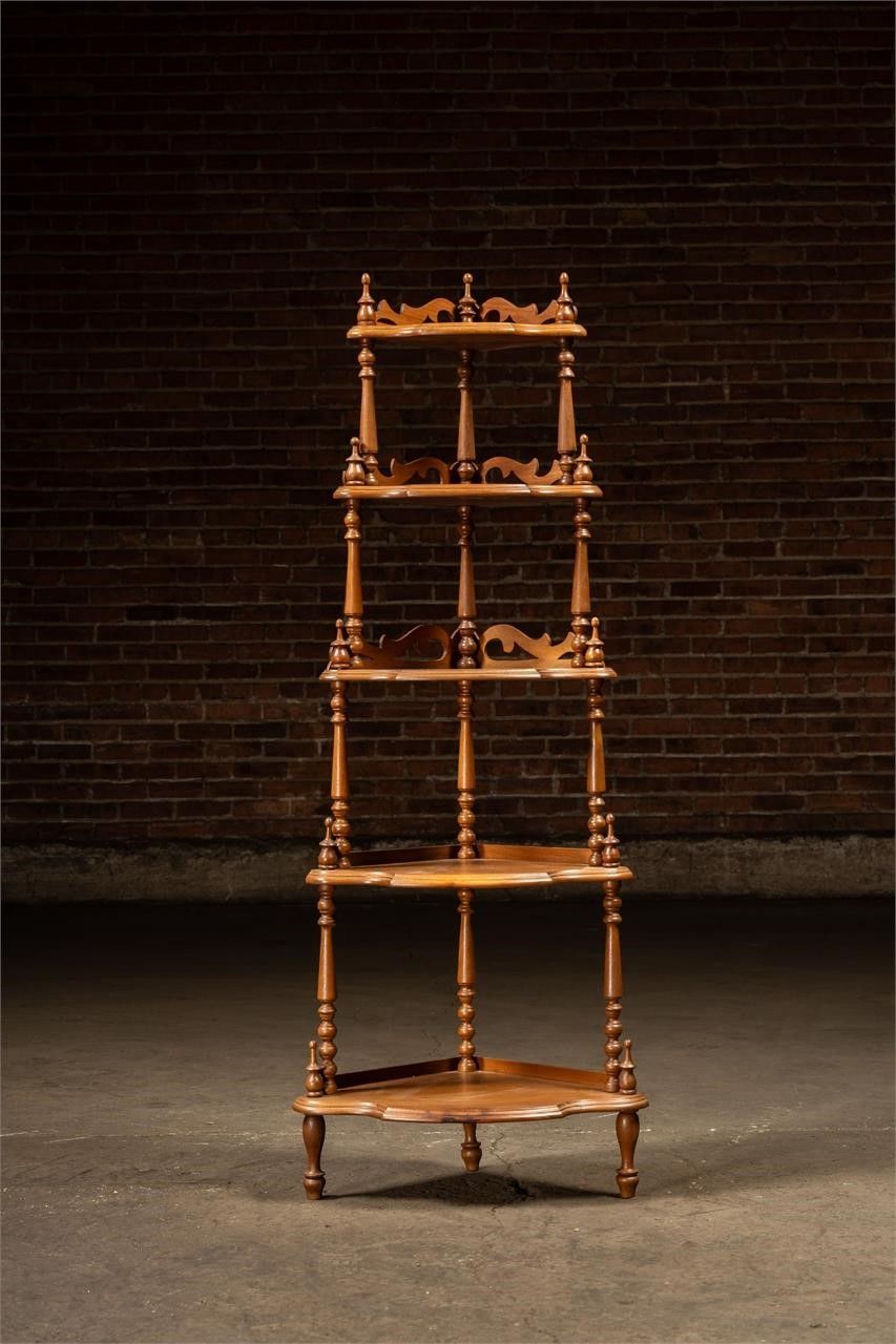 Lot 212: Victorian-Style Five-Tier Corner Whatnot Shelf