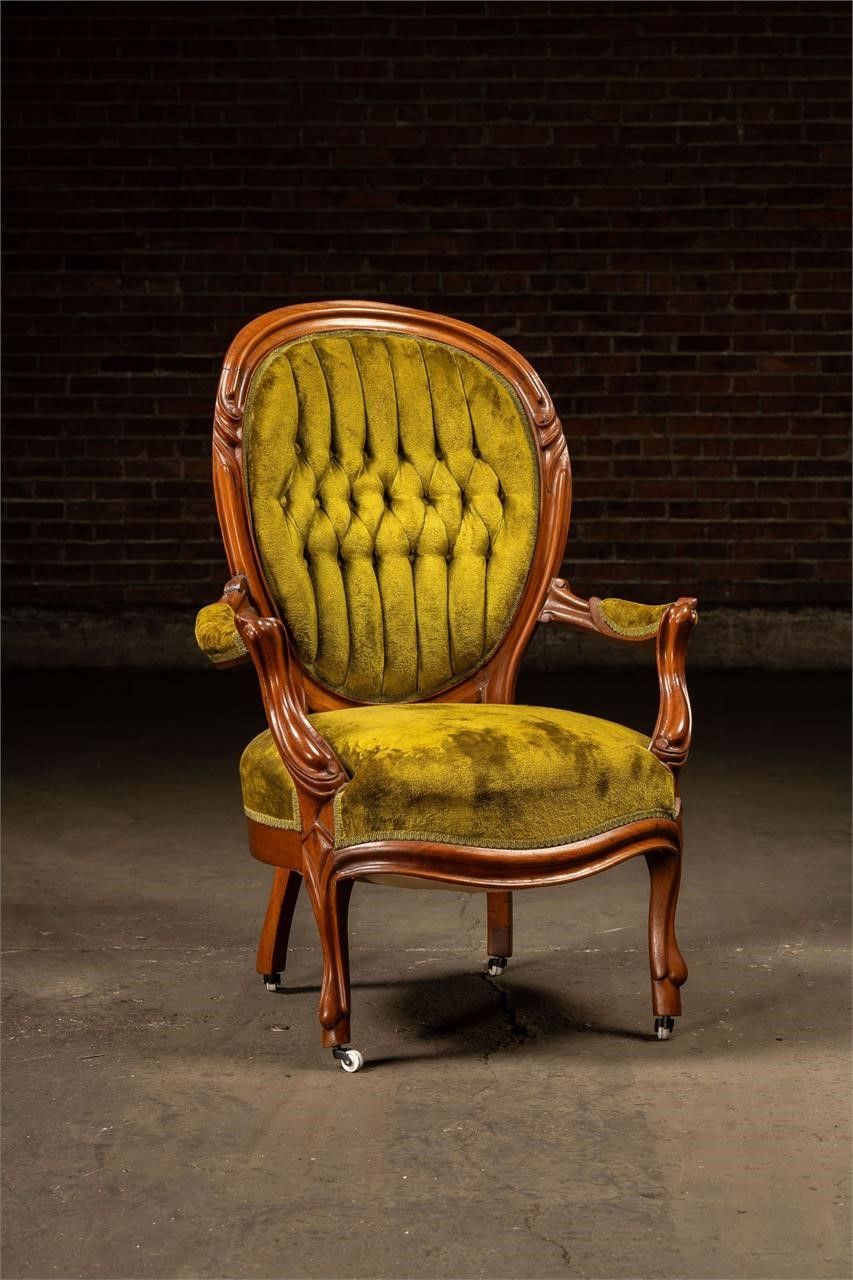 Lot 217: Victorian-Inspired Balloon-Back Parlor Chair