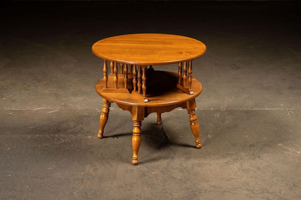 Lot 220: Mid-Century Revolving Maple Drum Table