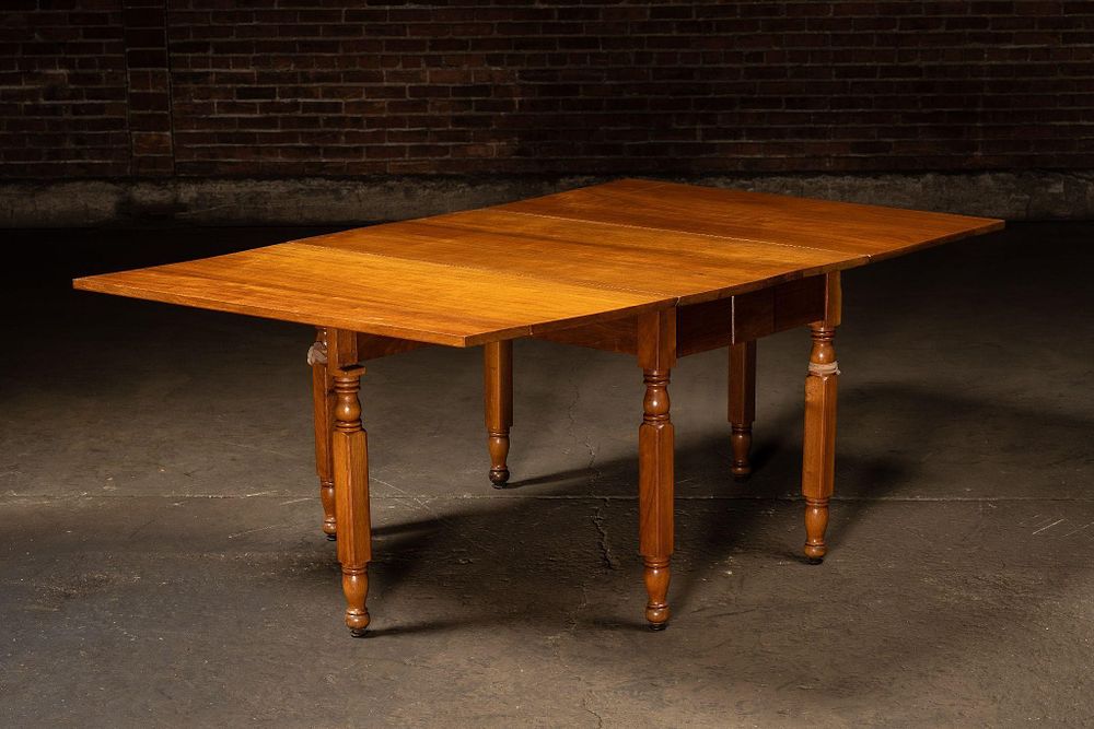 Lot 223: Early 20th C. Farmhouse Drop-Leaf Dining Table