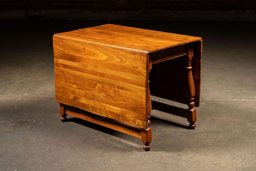 Lot 224: Early 20th C. Farmhouse Drop-Leaf Dining Table