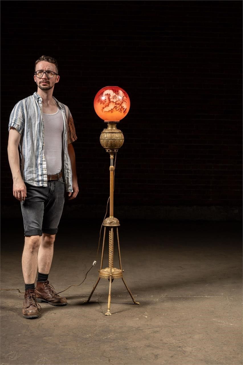 Lot 226: Early 20th Cen. Art Nouveau Torchiere Floor Lamp