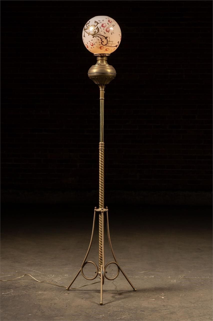 Lot 227: Early 20th C. Art Nouveau Torchiere Floor Lamp