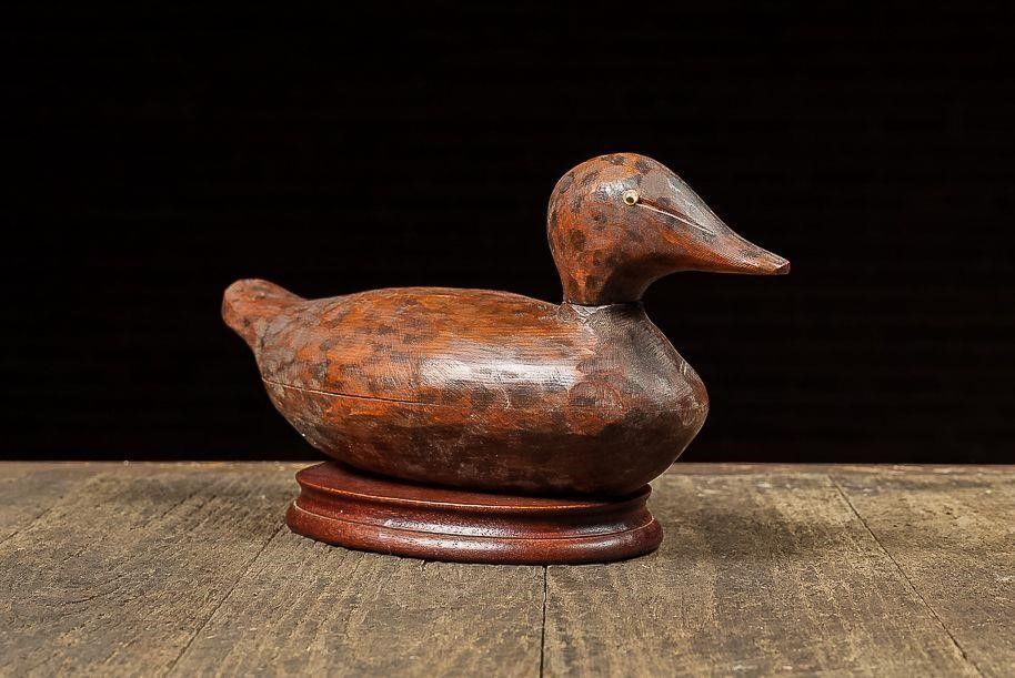 Lot 230: Hand-Carved Folk Art Duck Decoy on Base