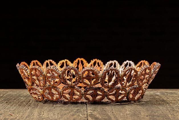 Lot 233: Folk Art Walnut Shell Scale Basket