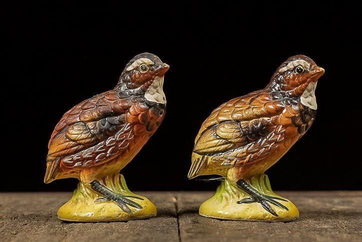 Lot 243: Pair of Male and Female Sparrow Statuettes