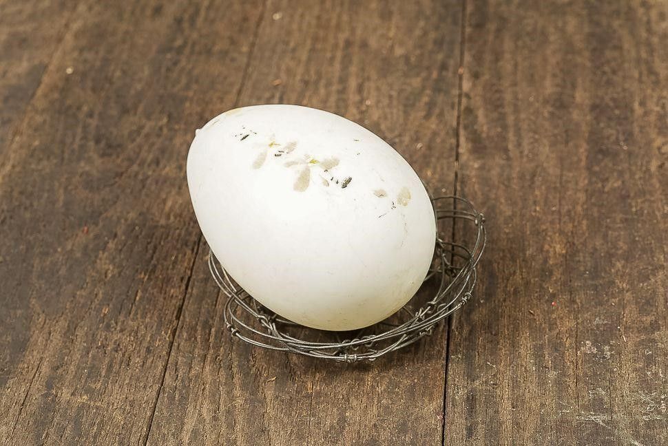 Lot 247: Decorative Ceramic Egg in Wire Basket