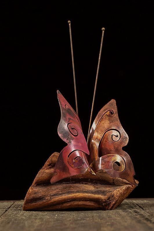 Lot 263: Brass Butterfly Sculpture On Wood