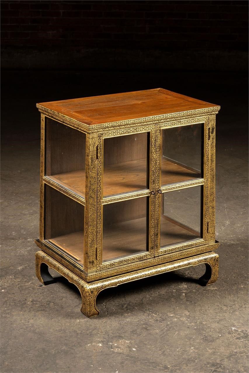 Lot 275: Vintage Thai Gold-Painted Curio Cabinet