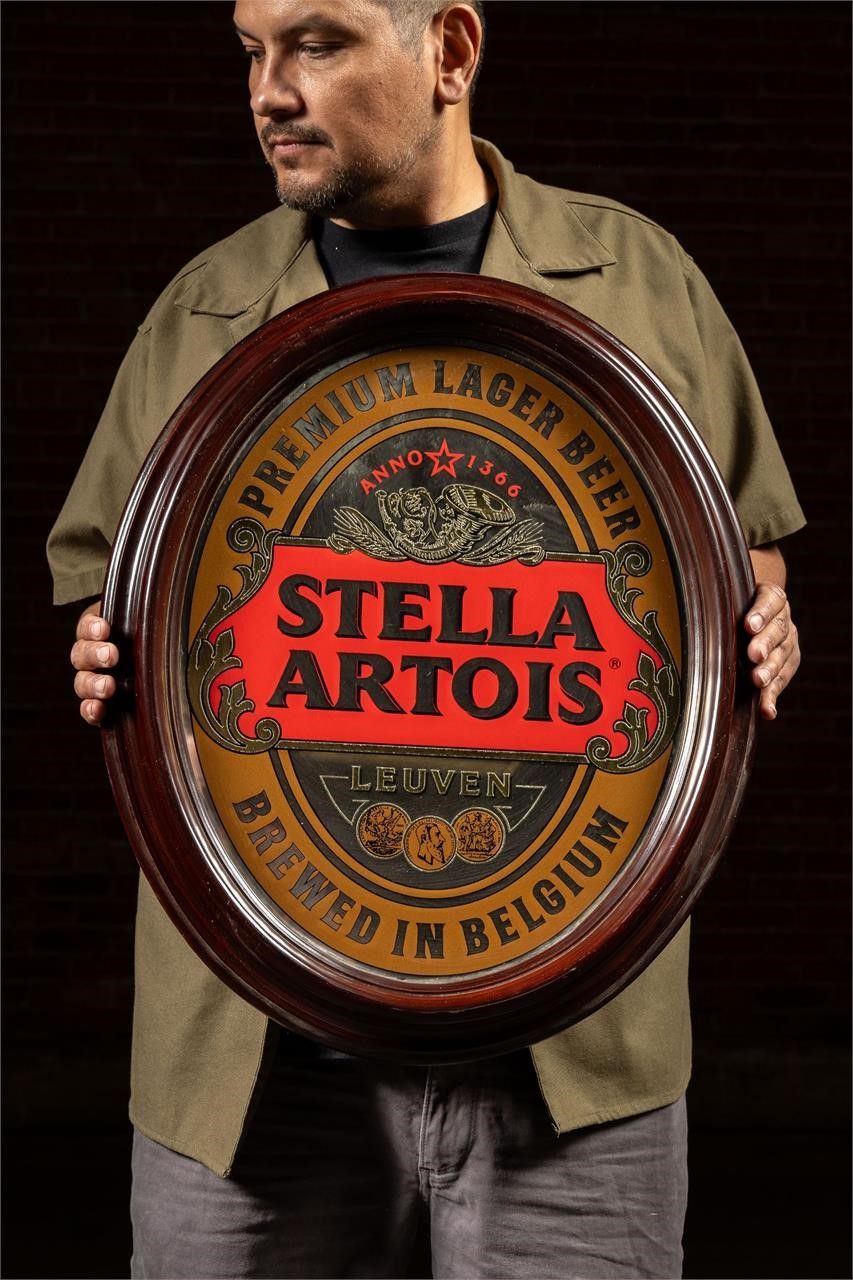 Lot 292: Stella Artois Mirrored Beer Sign