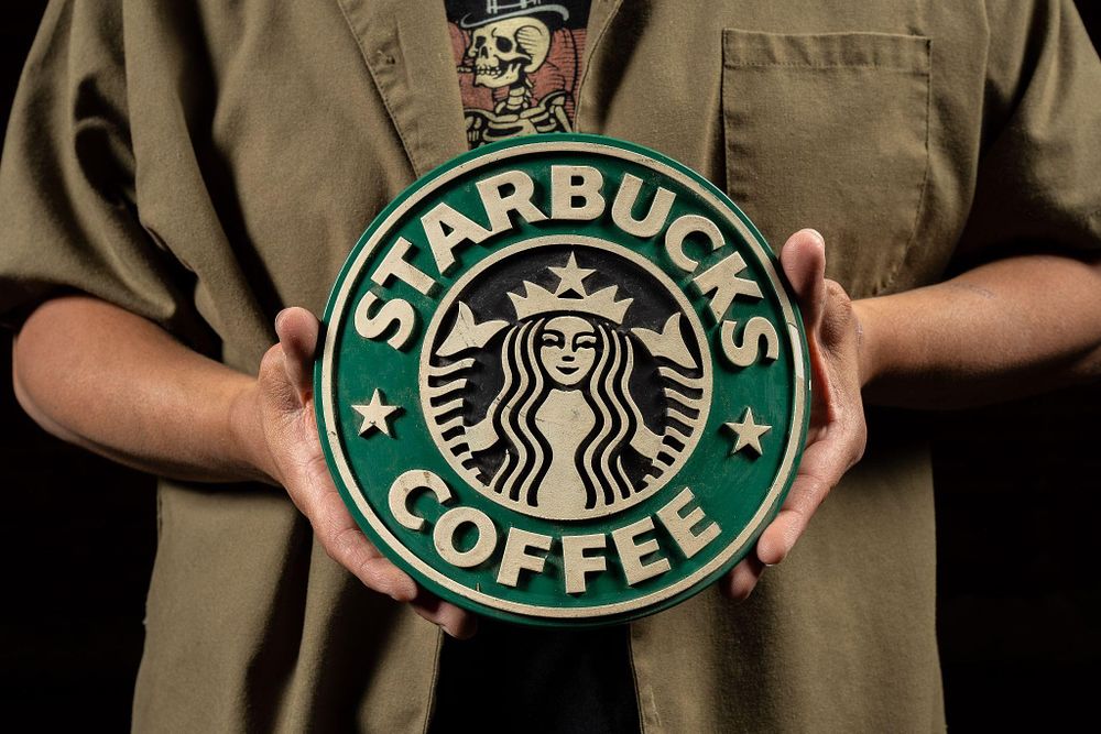 Lot 295: Curved Starbucks Logo Plastic Wall Sign