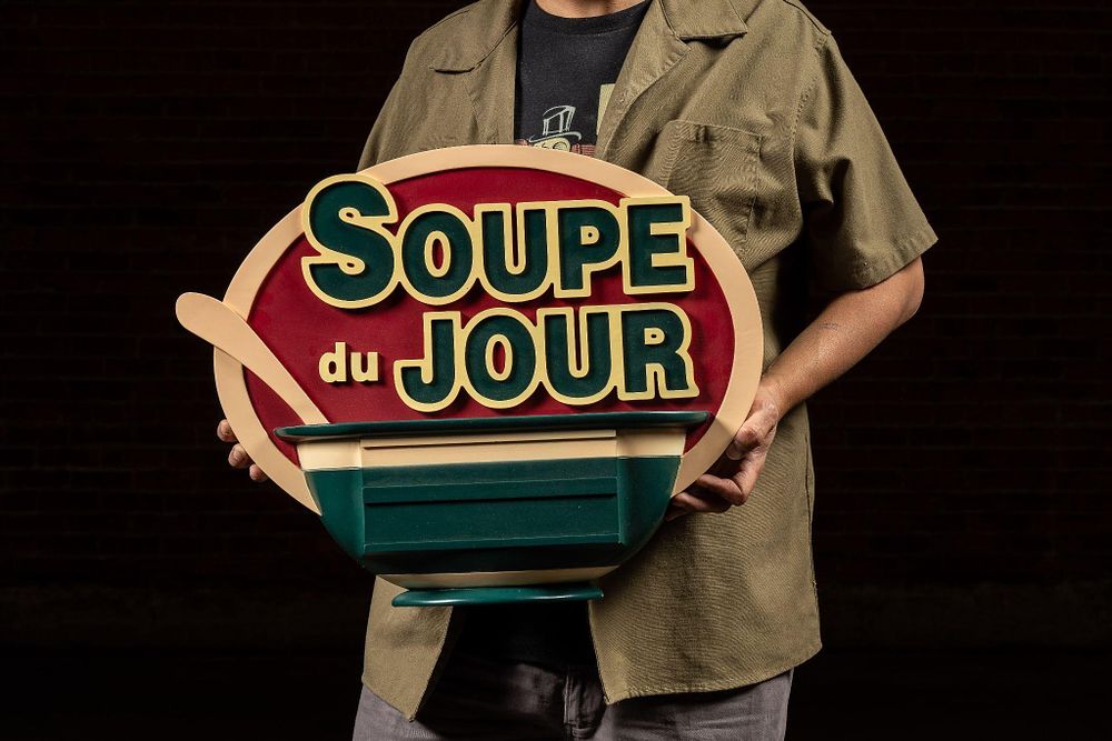 Lot 298: Soup De Jour Deli Bar Molded Plastic Sign