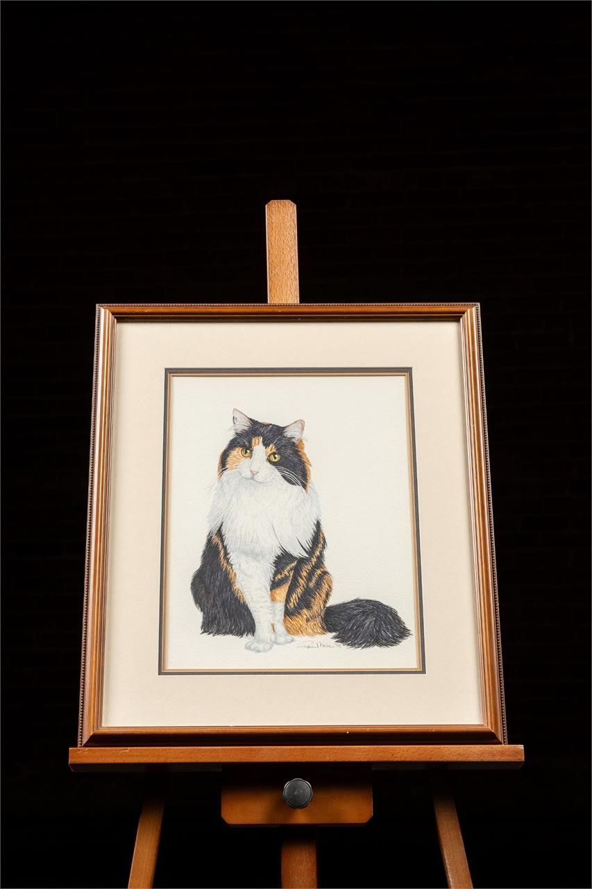 Lot 313: 1994 Illustration Of Long Haired Calico, Signed
