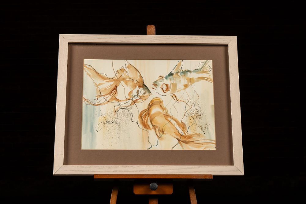 Lot 317: Goldfish | Watercolor by C. Guthrie, Signed