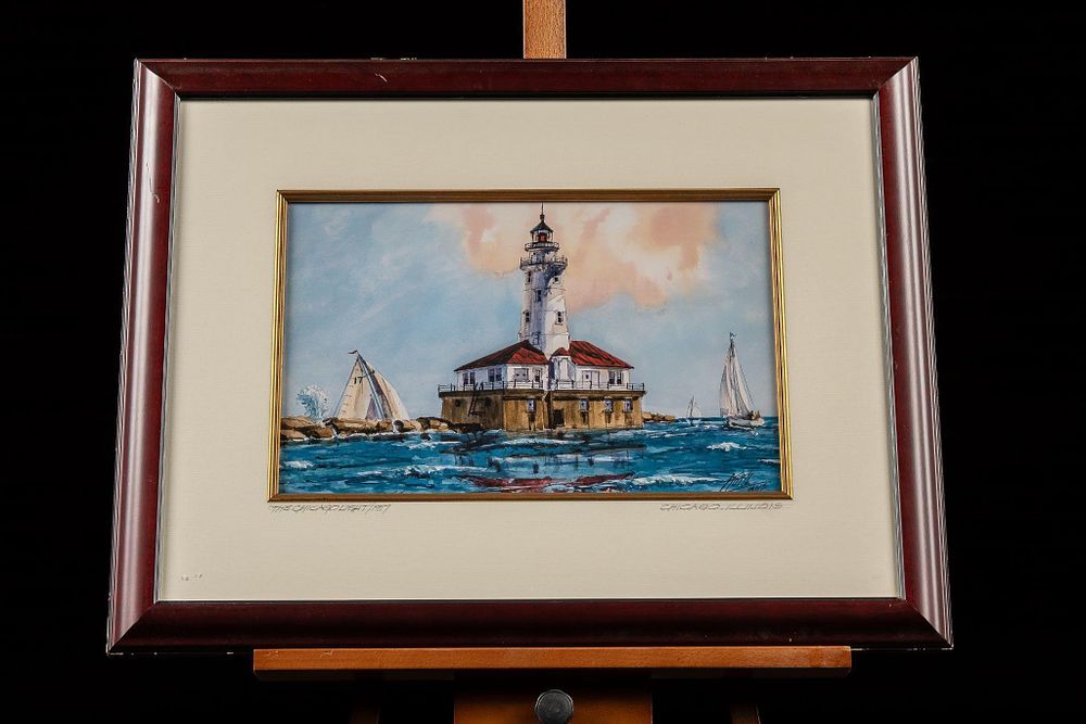 Lot 318: The Chicago Light | R. Koch Watercolor Painting