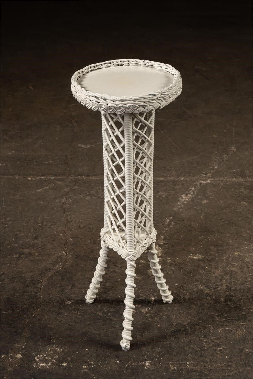 Lot 327: White Rattan Plant Stand