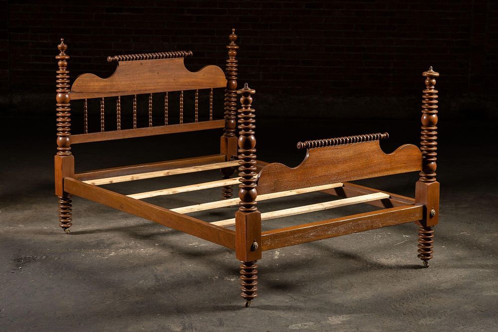 Lot 331: 19th Century Jenny Lind Style Spindle Bedframe