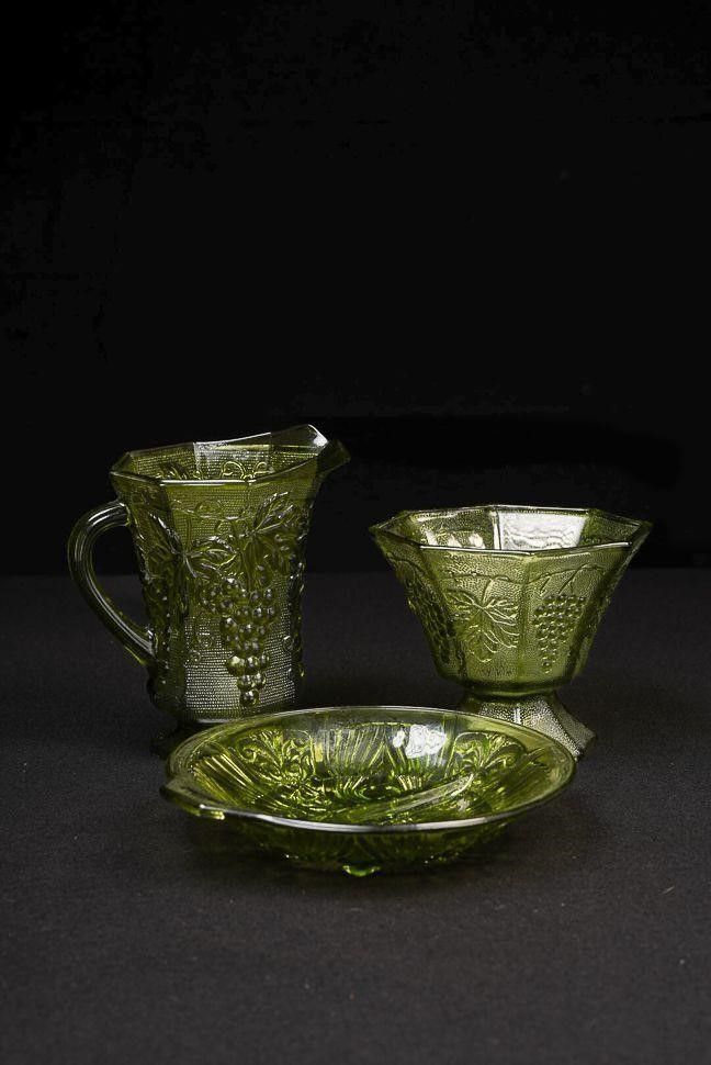 Lot 336: Green Depression Glass Table Set by Anchor Hocking