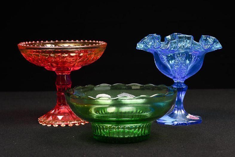 Lot 340: Lot of Three Colored Glass Compotes