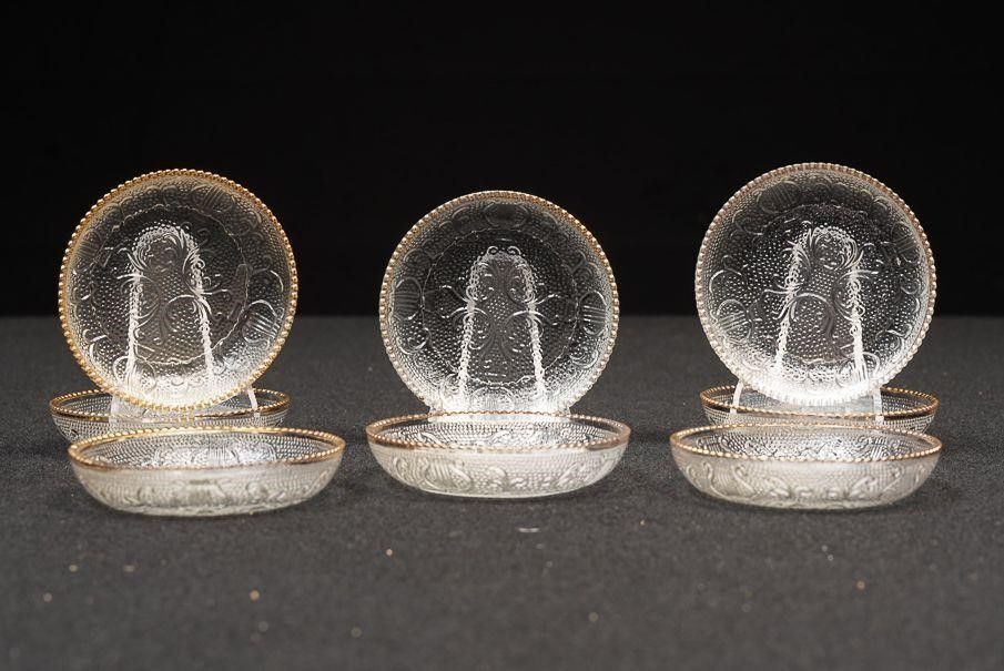 Lot 353: Set of Eight Vintage Etched Glass Coasters