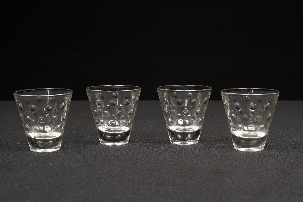 Lot 355: Set of Four Vintage Dimpled Glass Cordial Cups