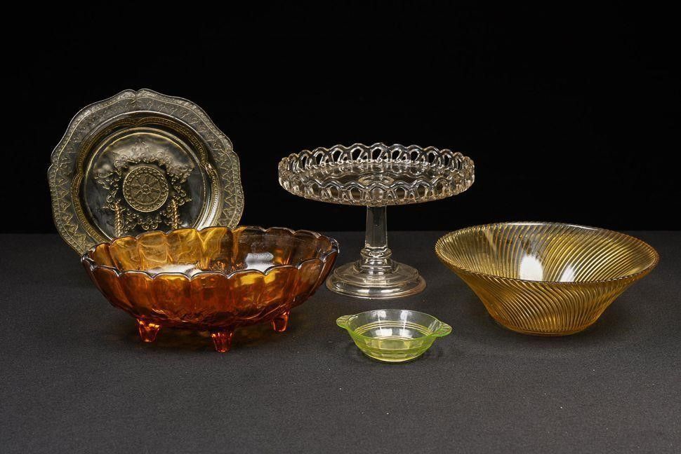 Lot 368: Set of Five Depression and Pressed Glass Pieces