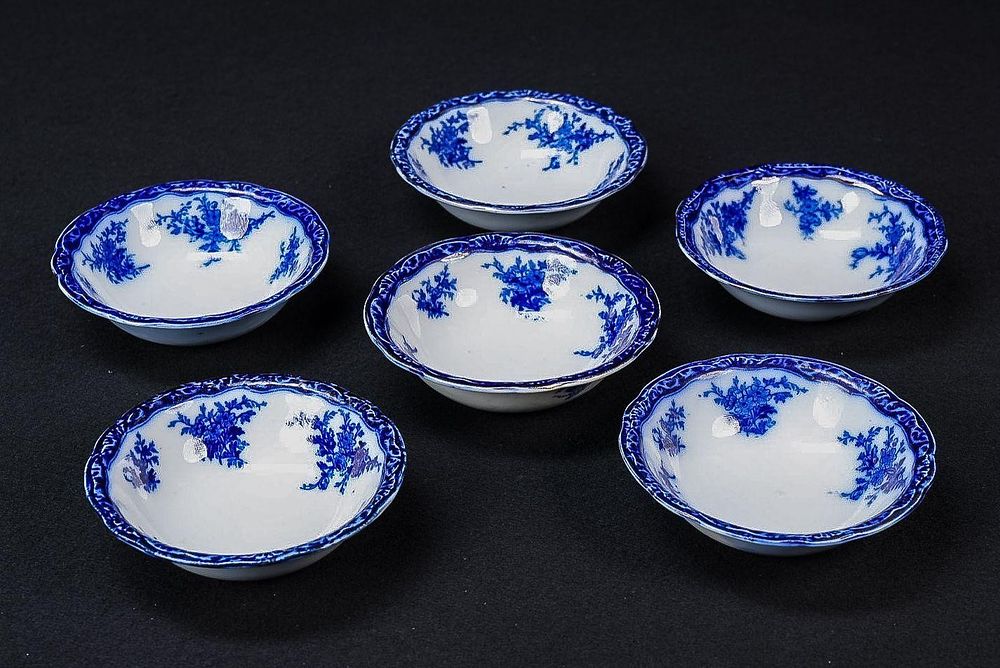 Lot 392: Set of Six Stanley Flow Blue Cereal Bowls