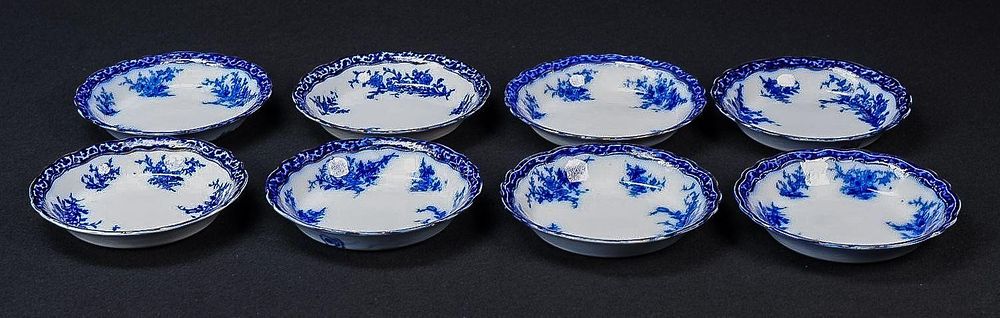 Lot 397: Set of Eight Flow Blue Stanley/Alcock Soup Bowls