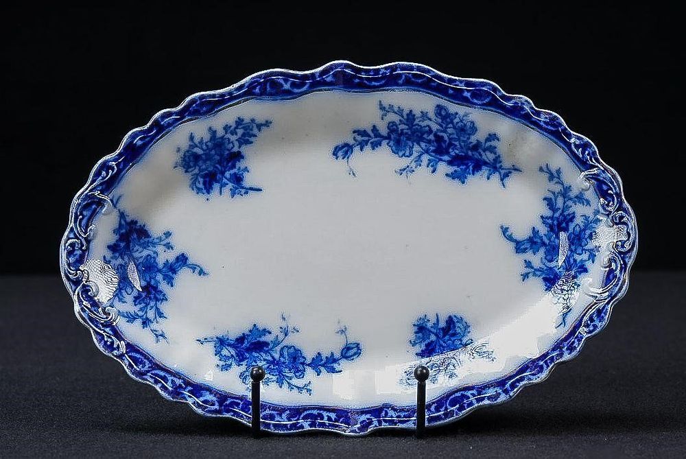 Lot 406: Alcock Flow Blue "Touraine" Oval Platter