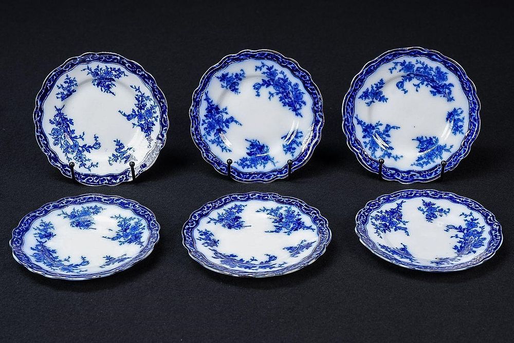Lot 410: Set of Six Stanley Flow Blue Luncheon Plates