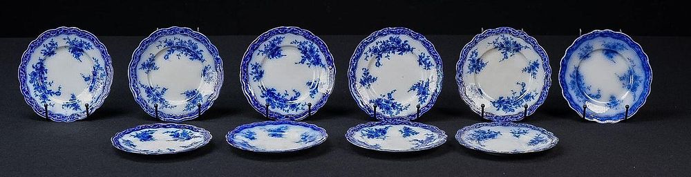 Lot 411: Set of Ten Alcock Flow Blue Luncheon Plates