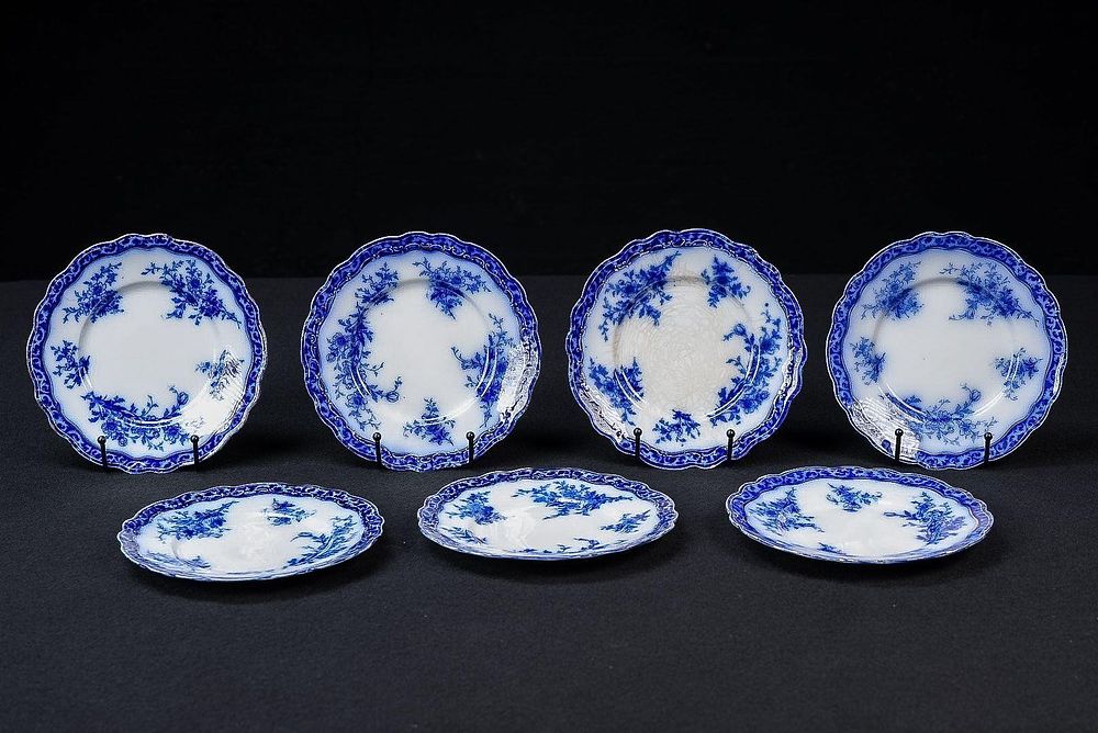 Lot 430: Set of Seven Alcock Flow Blue Plates