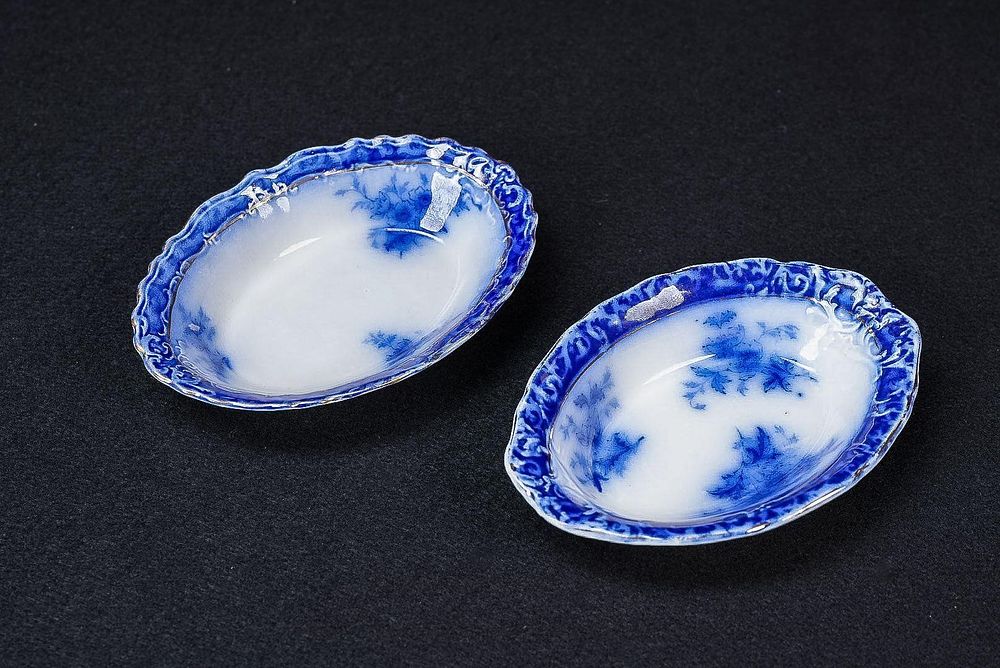 Lot 443: Pair of Flow Blue "Touraine" Alcock Vegetables