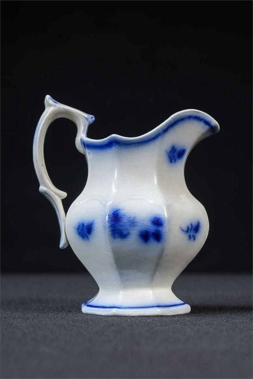 Lot 448: Vict. Flow Blue "Bleeding Heart" Creamer pitcher
